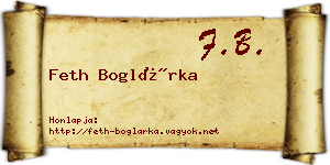 Feth Boglárka névjegykártya